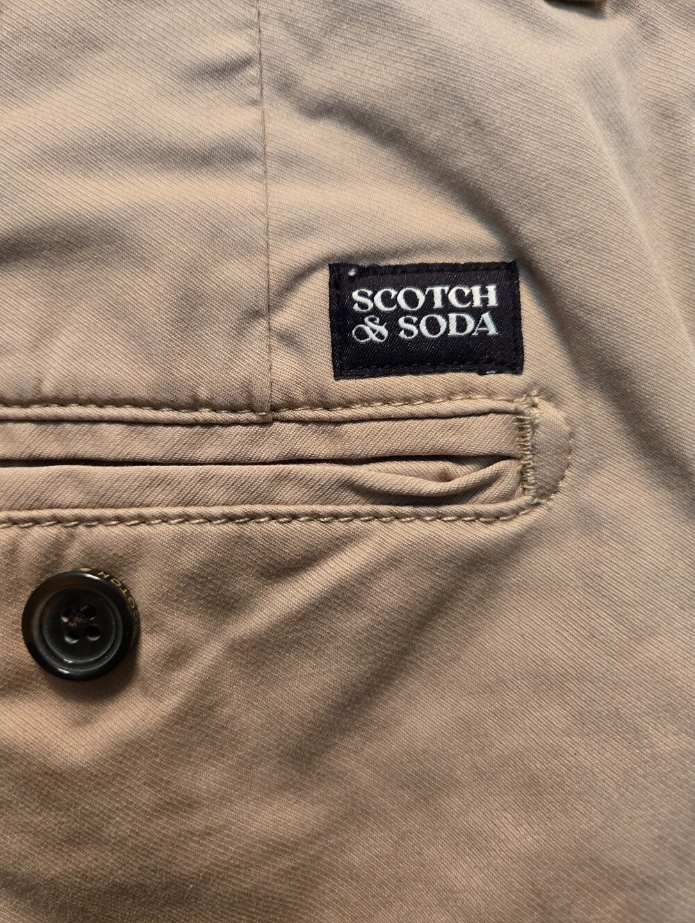 Scotch & Soda Tan Chino Pants with Branded Patch